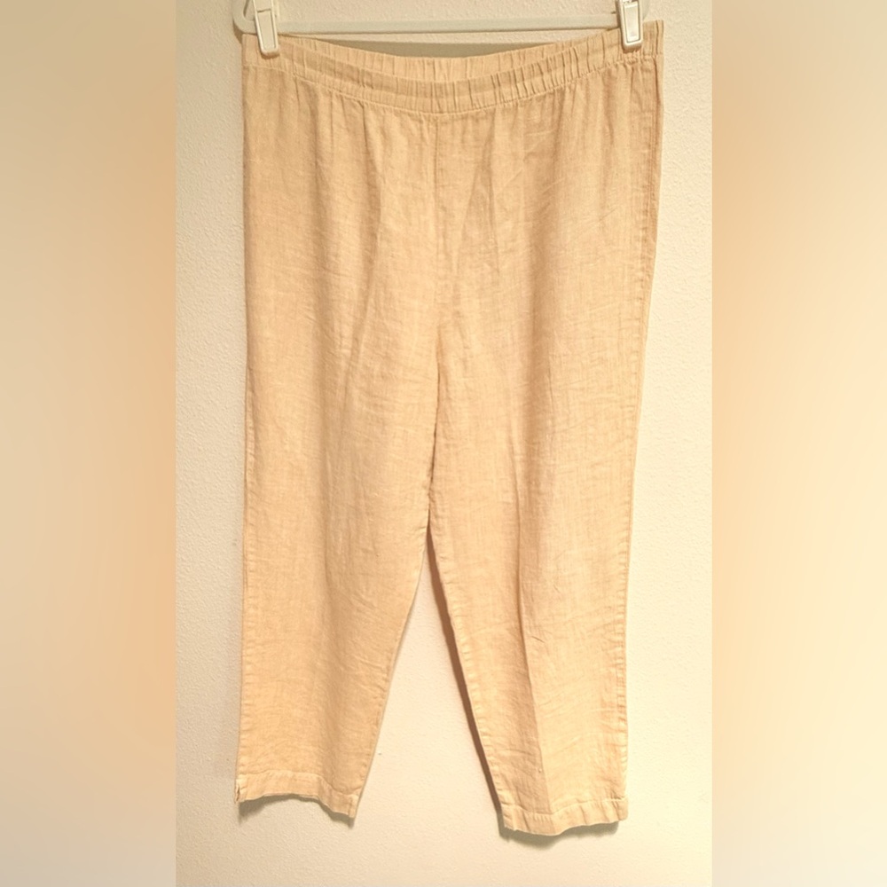 Hot Cotton by Marc Ware Sz L,Light Yellow 100% Linen Pants Sustainable Pull-on